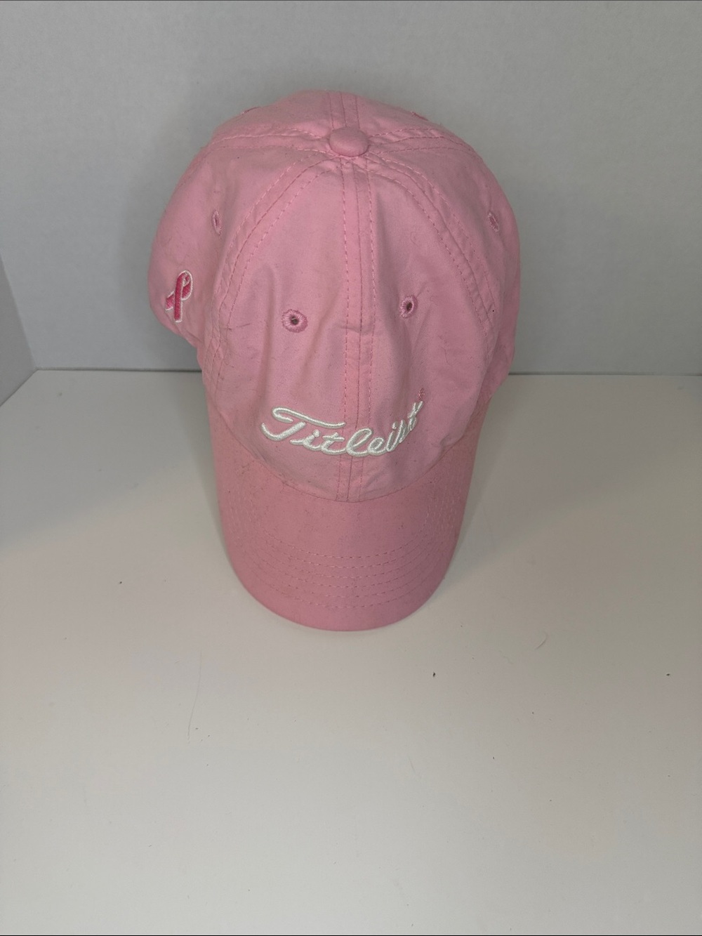 Titleist women's Pink Baseball Cap with White Logo breast cancer awareness as